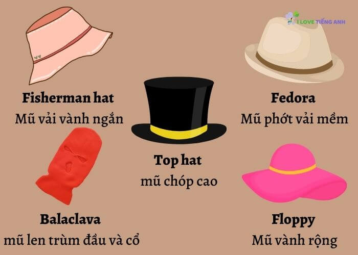 Tên tiếng Anh của các loại mũ, nón hợp thời trang (Phần 2)